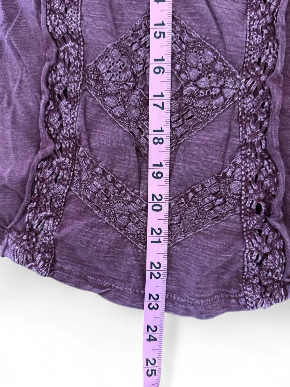 Free People Women’s XL Purple Solid Scoop Neck 3/4 Sleeve Cotton Knit Top